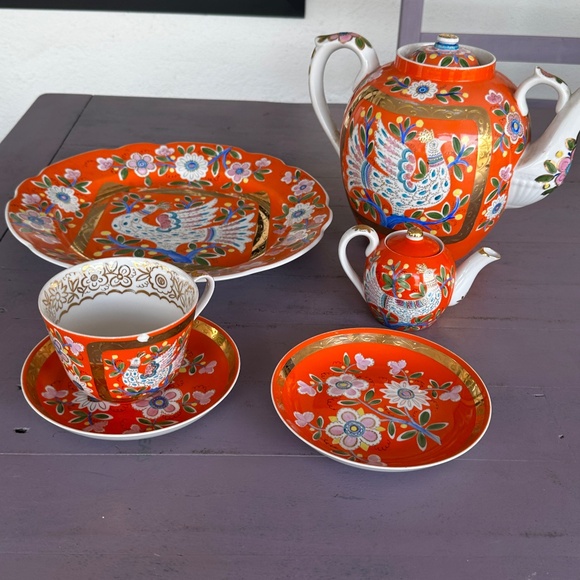 White Bird 6ps Tea Set Hand Made by C Medvedev 1972 - Picture 2 of 13